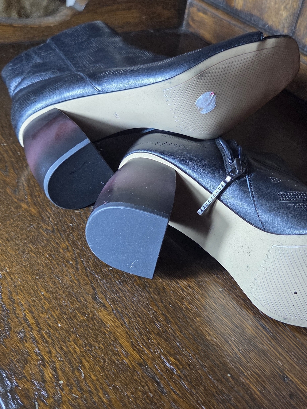 Sanctuary Navy Peep-Toe Wedge Mules - Picture 13 of 16